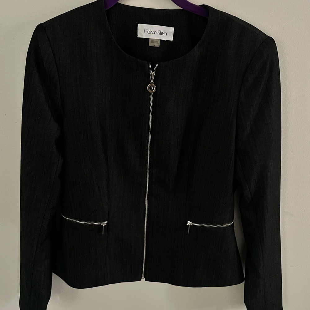 Navy blue Calvin Klein zip up blazer